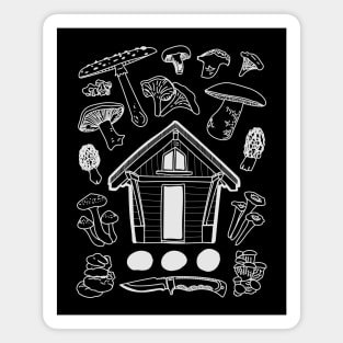 "Mushroom Cabin" Foraging Nature Cottage Magnet